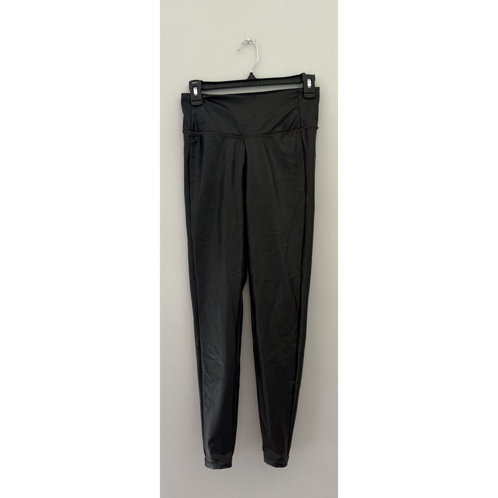Athleta All Over Gleam Faux Leather Black Pull On High Rise Leggings XSmall